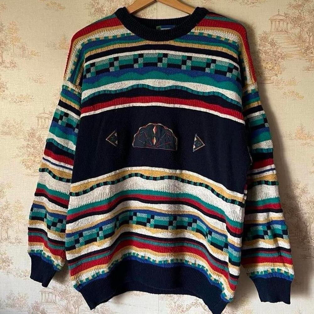 90s 3D Textured Knit Sweater | Abstract 3D Knit | Size IT 52 (Fits L)